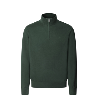 Hackett London para hombre. HM7000117 Jersey Essential Zip verde (XXL), Casual, Algodón