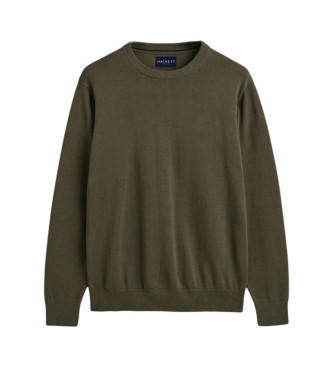 Hackett London para hombre. HM7000143 Jersey Liso verde (L), Casual, Algodón