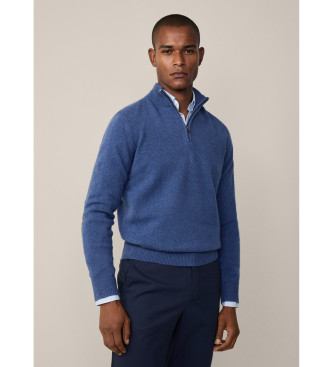 Hackett Londonvoor mannen. HM703239 Blauwe wollen trui (XL), Casual