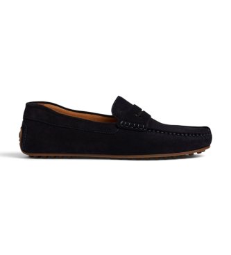 Hackett London para hombre. HMS200080 Mocasines de ante Driver Saddle marino (40), Plano, Serraje, Ninguno, Casual