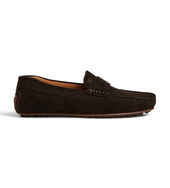 Hackett London para hombre. HMS200080 Mocasines de ante Driver Saddle marrón (41), Plano, Serraje, Ninguno, Casual
