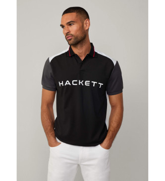 Hackett London para hombre. HM563402 Polo HS Multi negro (M), Casual, Algodón, Manga corta