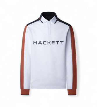 Hackett London para hombre. HM5500008 Polo Multi blanco (M), Casual, Deportivo, Algodón, Manga larga