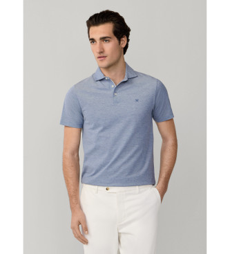 Hackett Londonvoor mannen. HM5600139 Klassiek blauw oxford fit piqué poloshirt (XL), Casual, Katoen, Korte mouwen