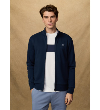 Sweatshirt med full dragkedja och marinblå logotyp