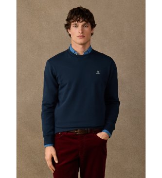 Hackett London para hombre. HM5800187 Sudadera algodón cuello redondo con logo marino (L), Casual