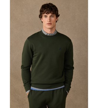 Hackett London para hombre. HM5800187 Sudadera algodón cuello redondo con logo verde (L), Casual