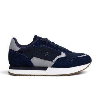 Hackett London para hombre. HMS200125 Zapatillas de ante Vector Device marino (40), Plano, Serraje, Cordones, Casual