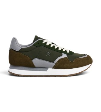 Hackett London para hombre. HMS200125 Zapatillas de ante Vector Device verde (41), Plano, Serraje, Cordones, Casual