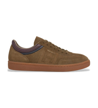 Hackett London para hombre. HMS200046 Zapatillas de Piel Beck Ivy marrón (43), Plano, Cordones, Casual