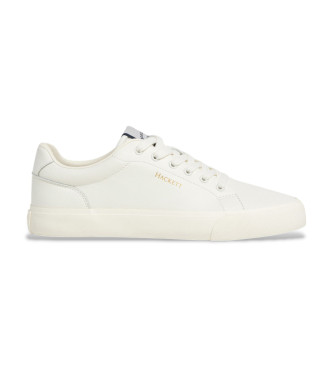 Hackett London para hombre. HMS200037 Zapatillas de Piel Blake Once blanco (43), Plano, Cordones, Casual