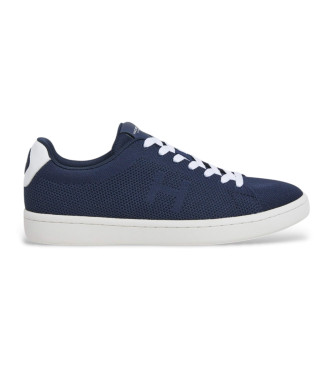 Hackett London para hombre. HMS21454 Zapatillas de piel Bond Knit marino (40), Plano, Cordones, Casual