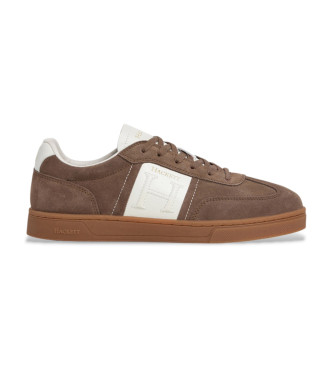 Hackett London para hombre. HMS200054 Zapatillas de Piel Harper League marrón (43), Plano, Cordones, Casual