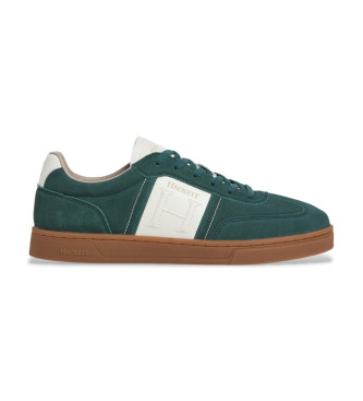 Hackett London para hombre. HMS200054 Zapatillas de Piel Harper League verde (44), Plano, Cordones, Casual