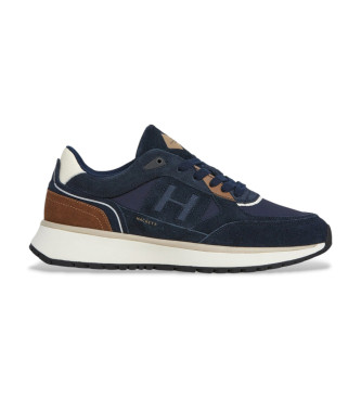 Hackett London para hombre. HMS200031 Zapatillas de Piel Otto Run marino (45), Plano, 1 a 3cm, Cordones, Casual
