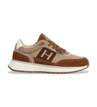 Hackett London para hombre. HMS200031 Zapatillas de Piel Otto Run marrón (41), Plano, 1 a 3cm, Cordones, Casual