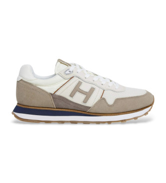 Hackett London para hombre. HMS21446 Zapatillas de piel Telfor Vibesun beige (44), Plano, Cordones, Casual