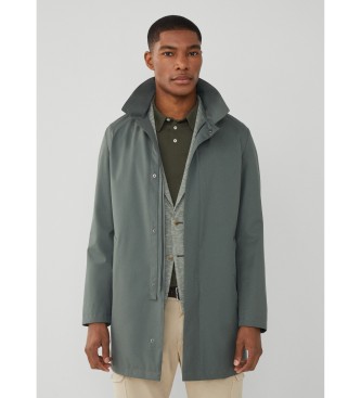 Hackett London para hombre. HM403128 Chaqueta Mac verde (XL), Casual, Poliéster