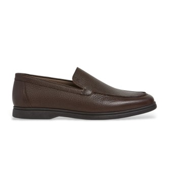 Hackett London para hombre. HMS200021 Zapatos de Piel Martin Pebble marrón (42), Plano, Ninguno, Casual, Fiesta, Clásico