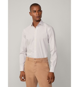 Hackett London para hombre. HM3010134 Camisa fit clásico beige (S), Casual, Algodón, Manga larga
