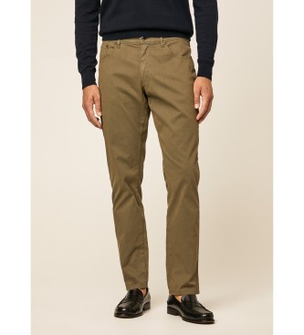 Hackett London para hombre. HM212409 Pantalón 5 Bolsillos Fit Regular verde (40/32), Casual, Algodón