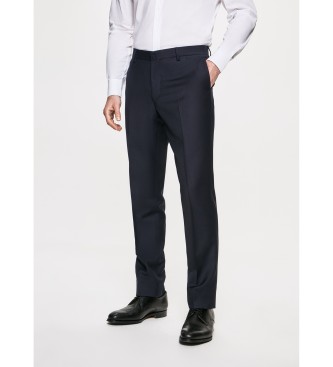 Hackett London para hombre. HM211176 Pantalón Lana Liso marino (42), Casual, Fiesta, Clásico