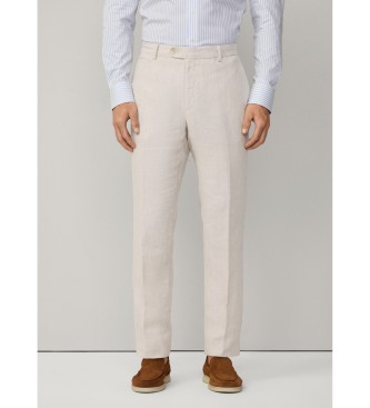 Hackett London para hombre. HM212726 Pantalón Kensington fit slim beige (33/34), Casual, Lino