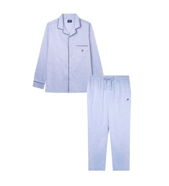 Hackett London para hombre. HMU20021 Pijama Oxford azul (L), Homewear, Algodón, Manga larga