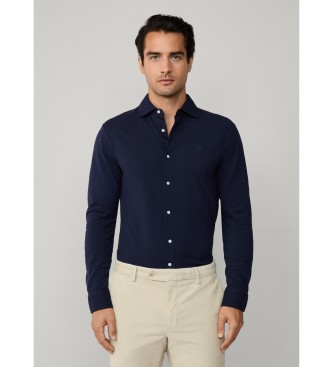 Hackett London para hombre. HM5500014 Camisa Piped marino (M), Casual, Algodón, Clásico, Manga larga
