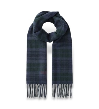 Hackett London para hombre. HM0400024 Bufanda Plaid Logo marino (OSFA), Casual, Lana
