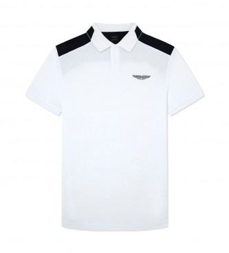 Hackett London för män. HM563184 Polo Block vit (L), Casual, Bomull, Kort ärm