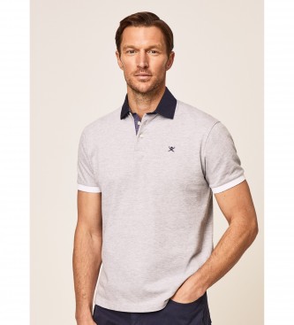 Hackett London para hombre. HM563121 Polo Woven Collar Gris (M), Casual, Algodón, Manga corta