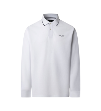 Hackett London para hombre. HM5500021 Polo Heritage Ess blanco (S), Casual, Poliéster, Manga larga