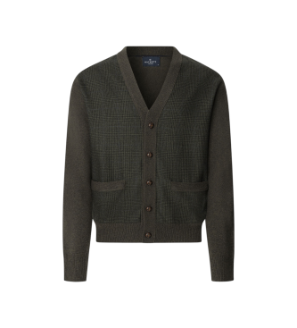 Hackett London para hombre. HM7000049 Cárdigan POW Hybrid verde (XL), Casual, Lana