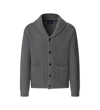 Hackett London para hombre. HM7000081 Cárdigan Rib Shawl Granite Gris (3XL), Casual, Lana