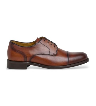Hackett London para hombre. HMS21465 Zapatos derby de piel Royal Laces marrón (45), Plano, Cordones, Casual, Clásico
