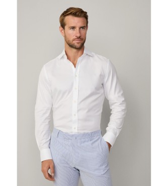Hackett London para hombre. HM308679 Camisa Rotal blanco (155), Casual, Algodón, Clásico, Manga larga