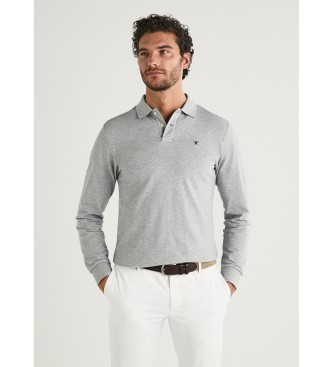Hackett London para hombre. HM550887 Polo piqué manga larga fit clásico gris (L), Negro, Casual, Algodón