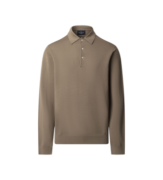 Hackett London para hombre. HM7000095 Polo Stop Start marrón (L), Casual, Algodón, Manga larga