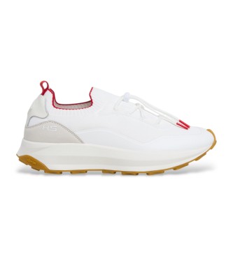 Hackett London para hombre. HMS21447 Zapatillas De Piel Studio Fire blanco (42), Plano, Ante, Cordones, Casual