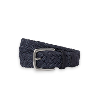 Hackett London para hombre. HM4100048 Cinturón de Piel Plait marino (M), Casual, Clásico, Ante