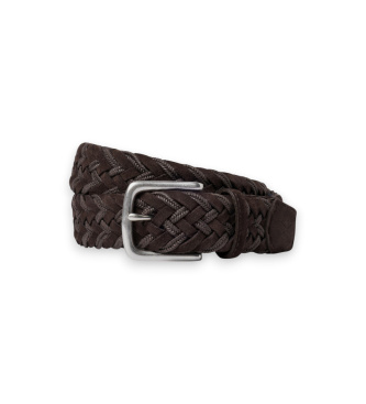 Hackett London para hombre. HM4100048 Cinturón de Piel Plait marrón (M), Casual, Clásico, Ante