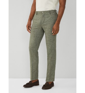 Hackett London para hombre. HM212604 Pantalón Texturizado gris verdoso (32/32), Casual, Lino