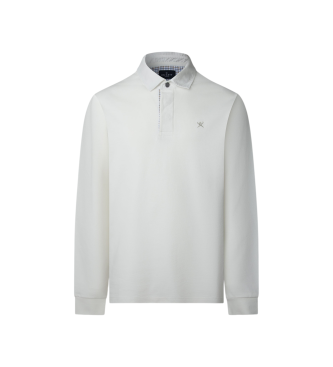 Hackett London para hombre. HM5700006 Polo Woven Trim Rugby blanco (M), Casual, Algodón, Manga larga