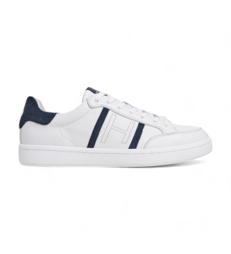 Hackett Londonvoor mannen. HMS21400 Bond Sport leren sportschoenen wit (43), Leer, Plat, Veters, Casual