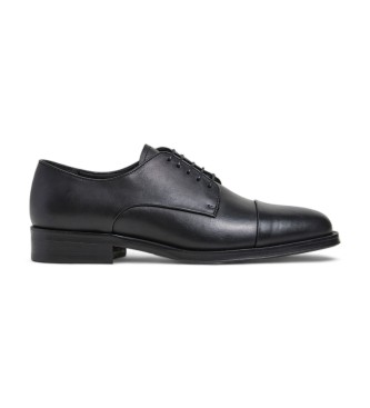 Hackett London para hombre. HMS21421 Zapatos blucher de piel Burton Edge negro (44), Plano, Cordones, Casual