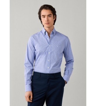 Hackett London camisa cuadros vichy bi-stretch fit tailored azul