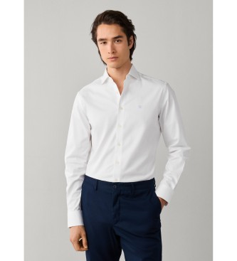 Hackett London camisa texturizada sólida fit tailored blanco