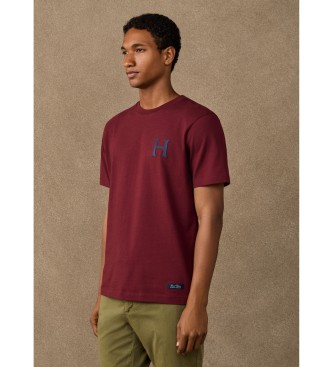 Hackett London para hombre. HM5000140 Camiseta H Back Logo burdeos (L), Casual, Algodón, Manga corta