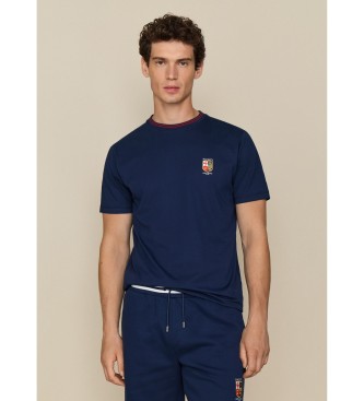 Hackett London para hombre. HM5000143 Camiseta Lrc Crest marino (L), Casual, Algodón, Manga corta